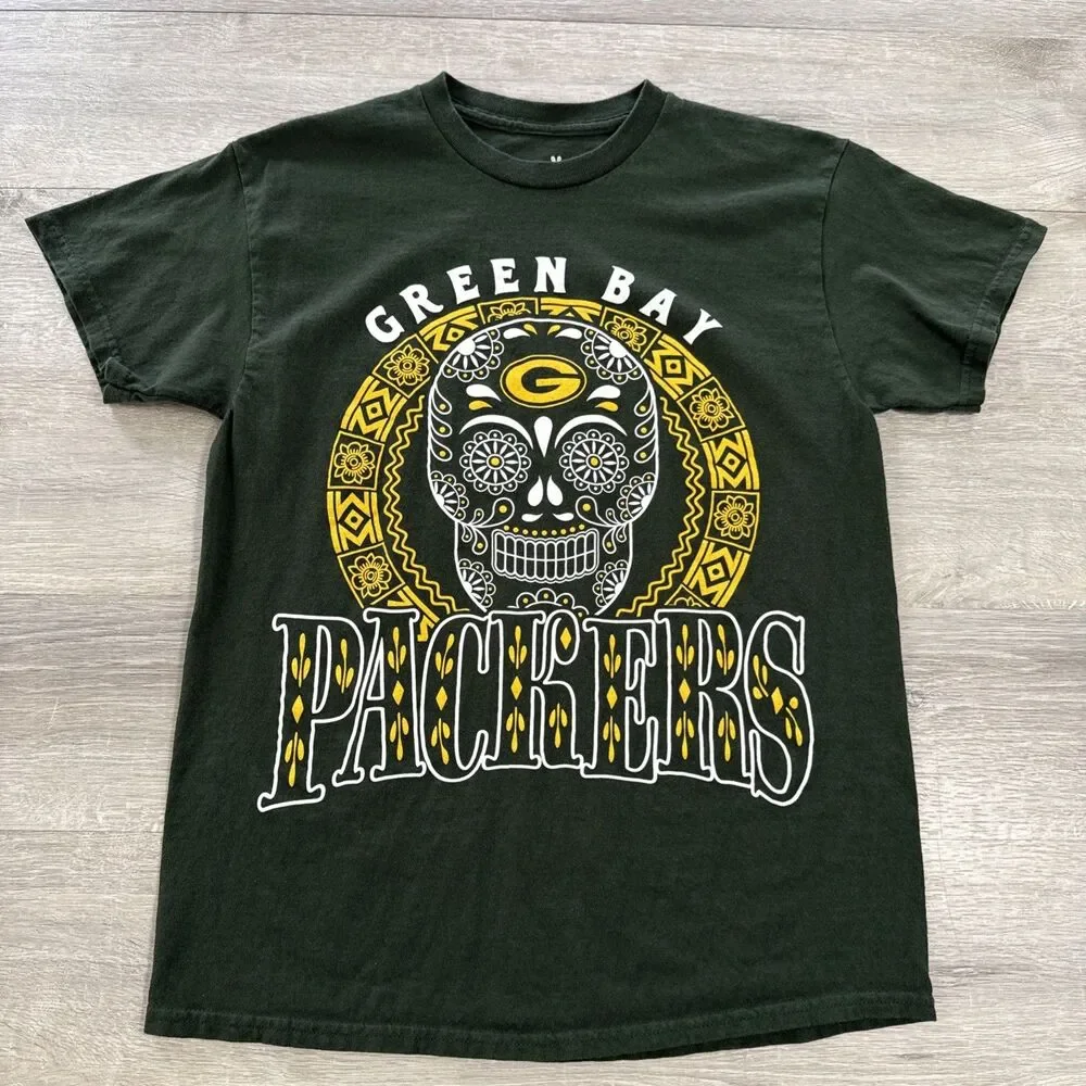Green Bay Packers Shirt NFL Junk Food Skull Logo Men's Green Medium